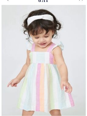 GAP Baby Pastel Striped Sundress in Mint, Pink, Peach Size 12-18M